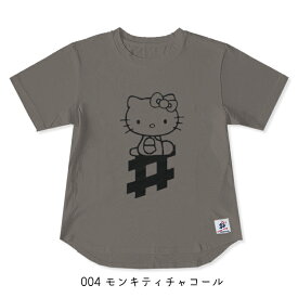 モンクワ Tシャツ 半袖 ハローキティ キティちゃん レディース ビッグロゴ 裾ラウンド 綿 コットン アグリ 農作業着 monkuwa MKK21111【1枚までネコポス対応】【あす楽対応】