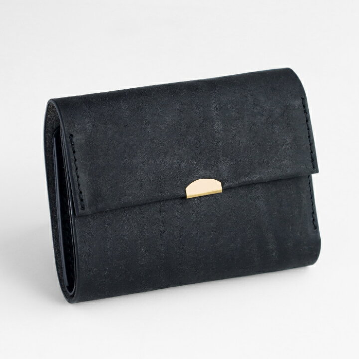 黒 レザー 三つ折り財布TRI PURSE