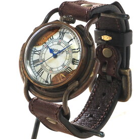 ARKRAFT（アークラフト） 手作り腕時計 “Curtis jumbo ” ローマ数字 プレミアムストラップ [AR-C-002-RO] 時計作家・新木秀和 ハンドメイド ウォッチ ハンドメイド腕時計 手作り時計 メンズ・レディース 本革ベルト アンティーク調 真鍮 クオーツ アナログ 日本製 国産