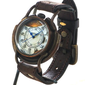 ARKRAFT（アークラフト） 手作り腕時計 “Curtis jumbo” 漢数字・和時計 プレミアムストラップ [AR-C-002-WA] 時計作家・新木秀和 ハンドメイド ウォッチ ハンドメイド腕時計 手作り時計 メンズ・レディース 本革ベルト アンティーク調 真鍮 クオーツ アナログ 日本製 国産