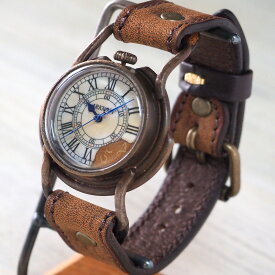 ARKRAFT（アークラフト）手作り腕時計 “Curtis Men's” ローマ数字 プレミアムストラップ [AR-C-003-RO] 時計作家・新木秀和 ハンドメイド ウォッチ ハンドメイド腕時計 手作り時計 メンズ・レディース 本革ベルト アンティーク調 真鍮 クオーツ アナログ 日本製 国産