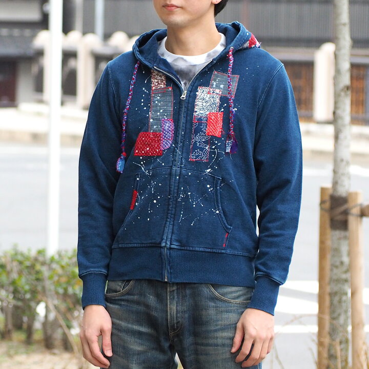 楽天市場 Gen Sence ゲンセンス 和柄手描き リメイク ジップパーカー 長袖 時代祭 インディゴ メンズ Gs Pk Ind01 和柄 和風 ハンドメイド パッチワーク S M L Xl 京都 渋い かわいい 個性的 カジュアル 綿100 コットン100 ブルー ネイビー 青 紺 刺繍