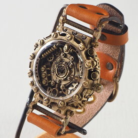 KS（ケーエス） 手作り腕時計 スチームパンク “DOGUMA -ドグマ-” [KS-SP-DO] JHA 篠原康治 ハンドメイド ウォッチ ハンドメイド腕時計 手作り時計 steampunk SF サイバー メンズ レディース 本革ベルト 真鍮 クオーツ アンティーク レトロ アナログ 歯車 日本製 国産
