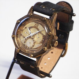 KS（ケーエス） JHA 日本手作り腕時計協会代表 篠原康治 手作り腕時計 スチームパンク “EXTLEEM -エクストリーム-” [KS-SP-EXT] ハンドメイド ウォッチ steampunk SF メンズ レディース 本革ベルト 真鍮 クオーツ アンティーク レトロ アナログ 日本製 国産