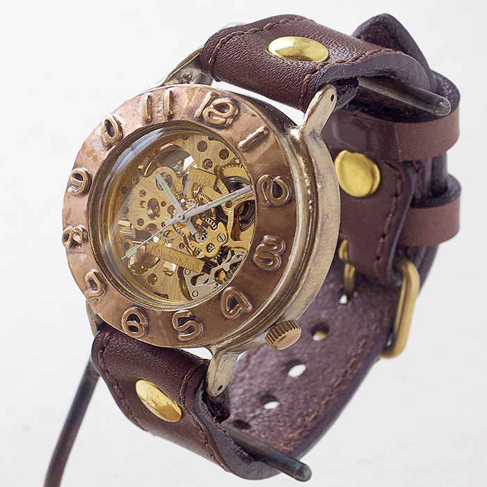 楽天市場】渡辺工房 手作り腕時計 手巻き式 42mm銅ベゼル×真鍮ケース