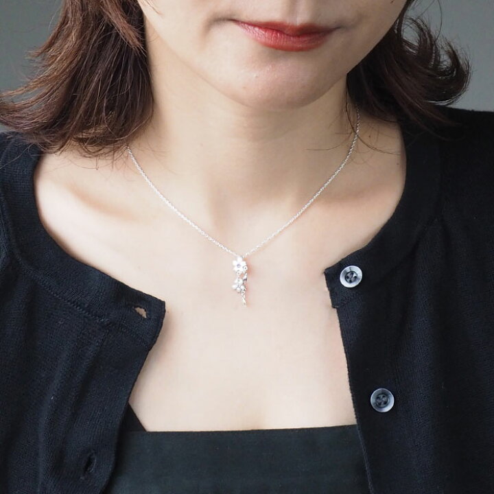 楽天市場】【2種】エス 桜ネックレス シルバー925 石入り 桜2つタイプ 