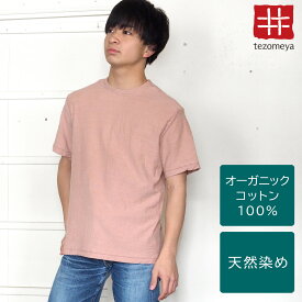 【ネコポス送料無料】手染メ屋 手染め色無地 吊り編み天竺 オーガニックコットン Tシャツ 半袖 “灰桜色（はいざくらいろ）” メンズ [OT-HAI] 青木正明さんの草木染めの服・トップス カットソー ピンク ベージュ 無地 夏服 綿100％ ループウィール 手染め屋 京都 日本製