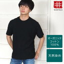 【ネコポス送料無料】手染メ屋 手染め色無地 吊り編み天竺 オーガニックコットン Tシャツ 半袖 “憲法黒（けんぼうくろ）” メンズ [OT-KENBOU] 青木正明 草木染め 藍染め トップス カットソー 黒 ブラック 夏服 綿100％ 手染め屋 京都 日本製 国産