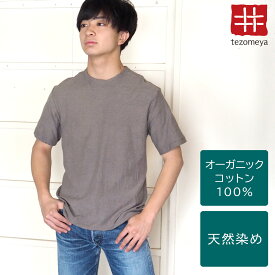 【ネコポス送料無料】手染メ屋 手染め色無地 吊り編み天竺 オーガニックコットン Tシャツ 半袖 “鈍色”（にびいろ） メンズ [OT-NIB] 青木正明 草木染め 天然染め 藍染め 柿渋染め ブランド トップス カットソー グレー 灰色 夏服 綿100％ 手染め屋 京都 日本製 国産