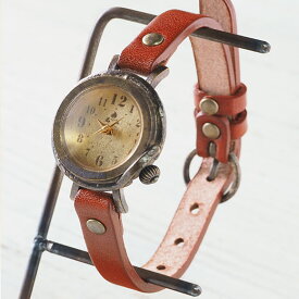 vie（ヴィー） 手作り腕時計 “hollyhock -ホーリーホック-” Sサイズ（レディース） [WB-013S] ハンドメイド ウォッチ・ハンドメイド腕時計 アンティーク調 アンティーク調 栃木レザー 本革ベルト シンプル 滋賀 大津 時計工房ブランド 日本製