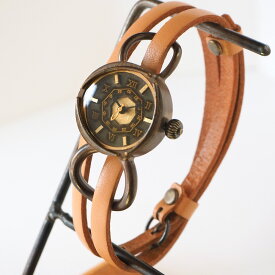 vie（ヴィー） 手作り腕時計 “collon antique -コロン アンティーク-” 2重ベルト レディース [WB-075-W-BELT] ハンドメイド腕時計 アンティーク調 ブレスレット アンティーク調 イタリアンレザー 本革ベルト シンプル 滋賀 大津 時計工房ブランド 日本製