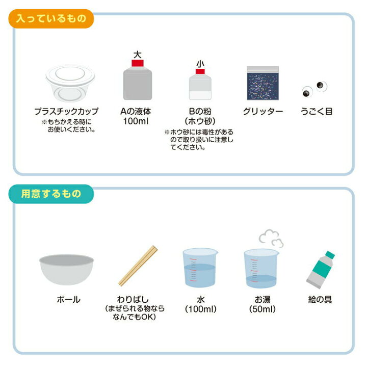 楽天市場 工作キット まぜて簡単 スライムキット 手作り工作キット 小学生 幼稚園 低学年 高学年 幼児 男の子 女の子 中学生 大人 高齢者 夏休み自由研究 夏休みの宿題 子供会 夏休み冬休み手作り工作宅配便