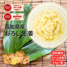 【送料無料】【業務用】 無添加 冷凍おろし生姜 高知県産 1kg 大容量 プロ仕様 国産 生姜 しょうが ショウガ 100% ジンジャーペースト ペースト すりおろし 生姜おろし しょうがおろし 冷凍食品 冷凍野菜 調味料 薬味 時短 簡単