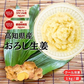【送料無料】【業務用】 無添加 冷凍おろし生姜 高知県産 1kg 大容量 プロ仕様 国産 生姜 しょうが ショウガ 100% ジンジャーペースト ペースト すりおろし 生姜おろし しょうがおろし 冷凍食品 冷凍野菜 調味料 薬味 時短 簡単