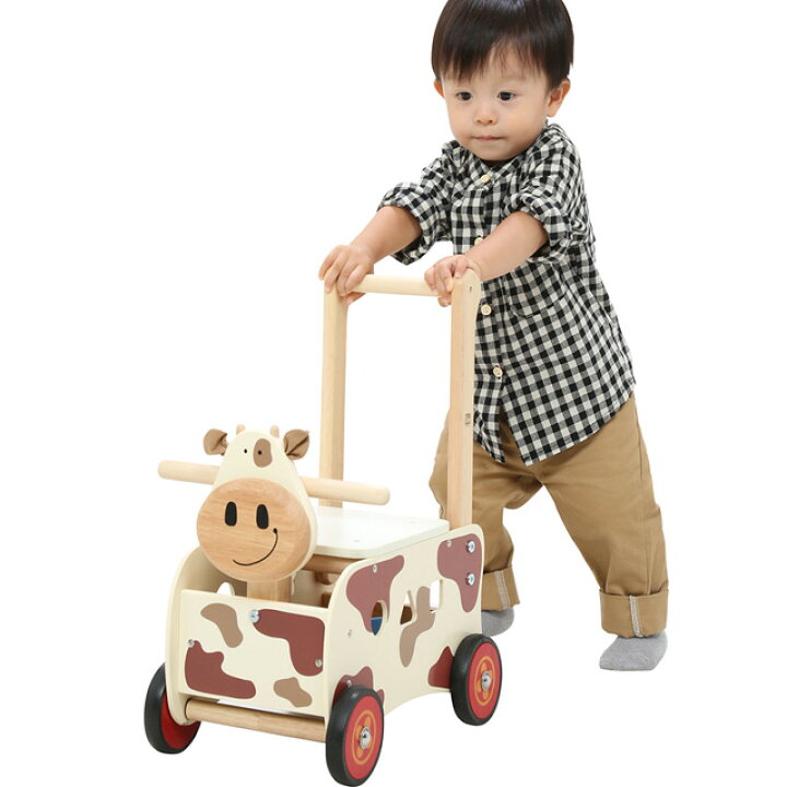 楽天市場 Im Toy アイムトイ ウォーカー ライド カウ 名入れ無料 手押し車 赤ちゃん 型はめパズル 木製 室内 乗り物 乗用玩具 足けり 木のおもちゃ 車 乗る 名入れ 型はめ つかまり立ち 知育玩具 1歳 1歳半 2歳 名前入り 出産祝い 知育おもちゃ 木製 木のおもちゃ