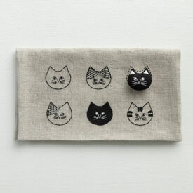 刺繍キット ｜ ねこ顔ポーチ ブローチ セット ｜ 刺繍 手芸 キット 手芸キット 初心者 人気 手芸セット 手芸用品 手作り ハンドメイド ハンドクラフト 北欧 雑貨 おしゃれ オシャレ 可愛い かわいい 刺しゅう 猫