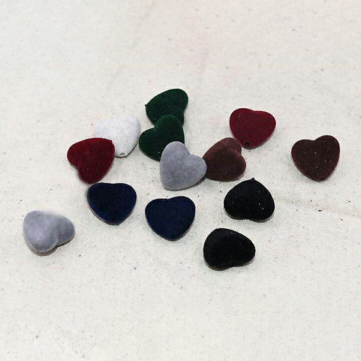 楽天市場】即日発送！フロッキービーズ ベロア素材ビーズ ハート型  