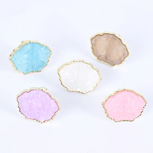 即日発送!天然石風プレート 貝殻型 リング付き ネイルプレート ジェルネイルパレット アクセサリートレイ 30×37mm ゴールド(1ヶ)