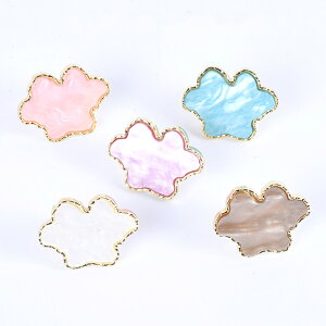 即日発送!天然石風プレート サンゴ型 リング付き ネイルプレート ジェルネイルパレット アクセサリートレイ 28×37mm ゴールド(1ヶ)