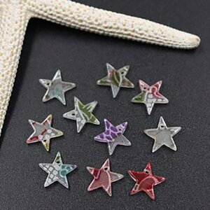 即日発送!和風サラサ(赤いシリーズ)アクリルパーツ 星 チャームパーツ【10ヶ】