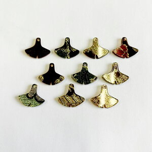 即日発送!アクリルパーツ いちょう葉 和風パーツ 1穴 アソート 約16×19mm(10ヶ)