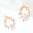 キュービックジルコニアチャーム 雫型チャーム フラワー付きアクセサリーパーツ 1カン付き 約16×26mm ゴールド クリスタル【2ヶ】