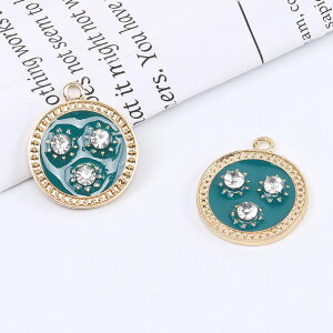 即日発送!ラウンドエポ付きチャーム ひまわり フラワーチーフ 花模様 1カン付き 19×23mm ゴールド(6ヶ)