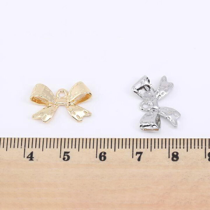 楽天市場】即日発送！メタルチャーム リボン 1カン 12×18mm（10ヶ 