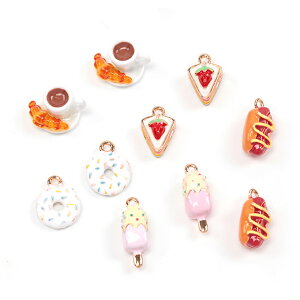 即日発送!エポチャーム スイーツチャーム パン クロワッサン ドーナツ アイスクリーム ケーキ ホットドッグモチーフ 1カン付き(1ケ)