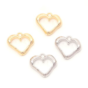 即日発送!メタルハートチャーム ハートモチーフ ハート型フレームチャーム 2種類 1カン付き 約21×23mm(2ケ)