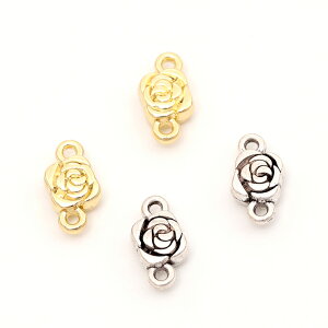 即日発送!メタルコネクターチャーム ジョイントパーツ 接続金具 上下2カン付き フラワーモチーフ 2種類 約6×10mm (6ヶ)
