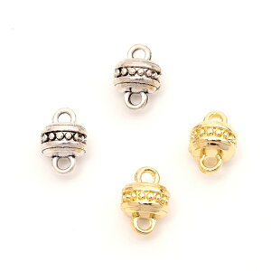 即日発送!メタルコネクターチャーム ジョイントパーツ 接続金具 連結パーツ 上下2カン付き ラウンド型 2種類 約7×10mm(6ヶ)