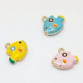 即日発送！エポチャーム パステル さかな 熱帯魚 海 マリンチャーム メタルチャーム 約13×15mm（2ヶ）