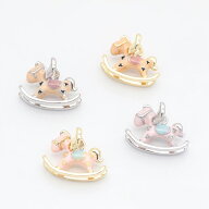 即日発送！馬チャーム うま ウマ ポニー 木馬 立体 エポチャーム メタルチャーム 約15×20mm（1ヶ）