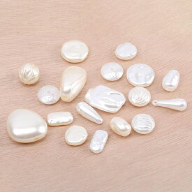 即日発送！パールビーズ ABS樹脂パールビーズ ホワイト＆ベージュミックス 50g(約53ヶ)