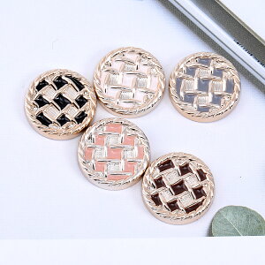 即日発送!ボタン調デコパーツ ツイード風エポ付きカボション アクリル貼付けパーツ 4×22mm(10ヶ)