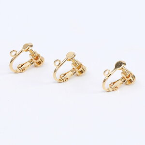 即日発送!上質ネジバネ式イヤリング金具 貼付け丸皿あり 丸皿小 3.5mm 全3サイズ 縦カン付き(2ヶ)