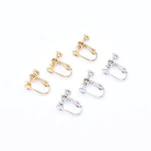 即日発送!ネジバネ式イヤリング金具 丸皿6mm(2ヶ)