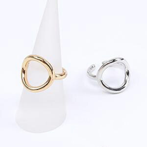 即日発送!高品質デザインリング 指輪 空枠リング 丸型変形 幅約16mm(1ヶ)