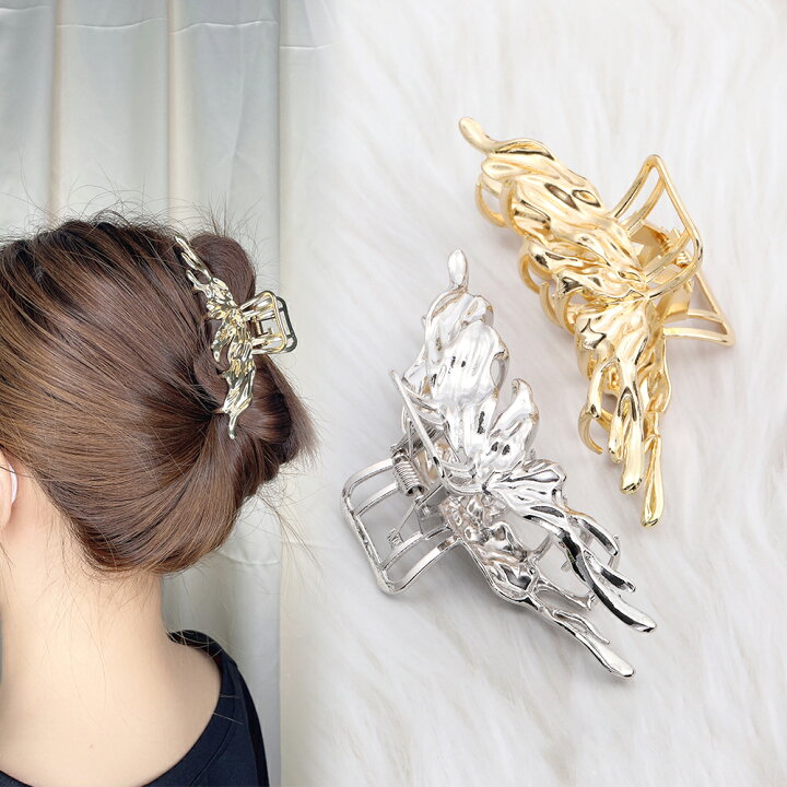楽天市場】即日発送！バンスクリップ 蝶モチーフ ヘアクリップ ハーフ 
