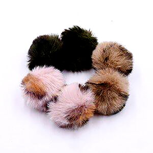 即日発送!ラビットファーボール 40mm フェイクファー ヒョウ柄【10ヶ】