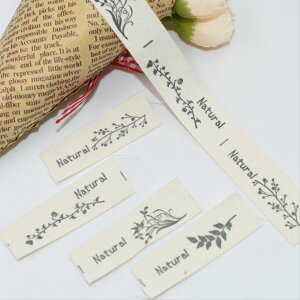 即日発送!タグテープ ハンドメイド用 手作りテープ 手芸用 木の葉 幅約16mm 【1m】