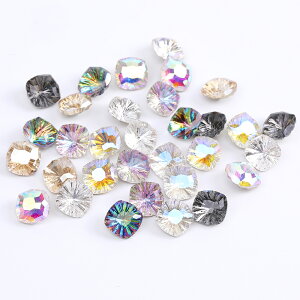 即日発送!Vカットガラスストーン スクエア キャッツアイ調 ラインストーン ネイルパーツ 8×8mm(15ヶ)