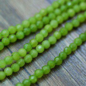 即日発送！天然石ビーズ 半貴石ビーズ 染色 丸玉 粒売り ラウンドカット グリーン 4mm(35cm)