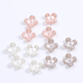 即日発送！100円！四弁花アクリルパーツ フラワーパーツ アクセサリーパーツ ピアス イヤリング 可愛くアレンジ ハンドメイドアクセサリーパーツ 手芸 ハンドメイド DIY材料 3色 1穴 アクリルパール風 フラワー 四弁花アクリルパーツ約 10×10mm（50ヶ）