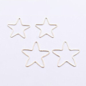 即日発送!星パーツ メタルフレームパーツ 中抜き星型 2サイズ ゴールド