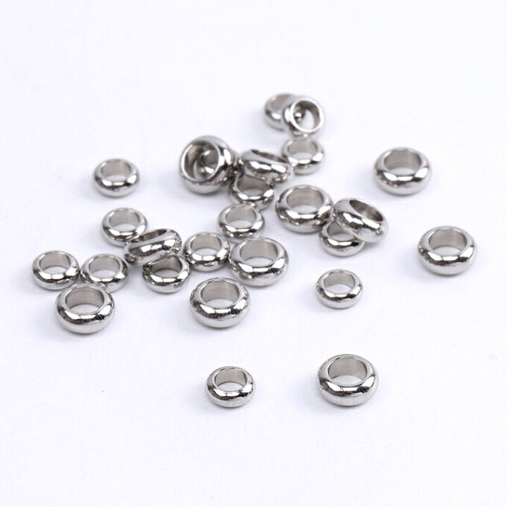 楽天市場】即日発送！スペーサービーズ ステンレス製 大穴メタルビーズ  