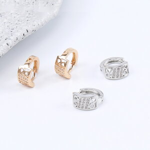 即日発送!高品質開閉式フープピアス ハート型&ジルコニアピアス 6.5×14mm(2ヶ)