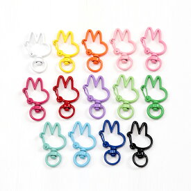 即日発送！推し色キーホルダー金具 うさぎ型 回転カン付き 手作り推し活 カラーキーホルダー金具 ストラップ金具 約20×35mm (4ヶ)