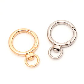 即日発送！キーホルダー金具 丸型 回転カン付きカラビナ キーリング ストラップ金具 開閉式 27×40mm (2ヶ)